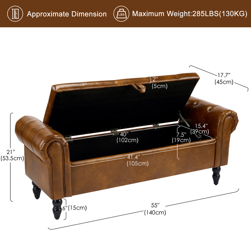 55” End of Bed Bench With Storage