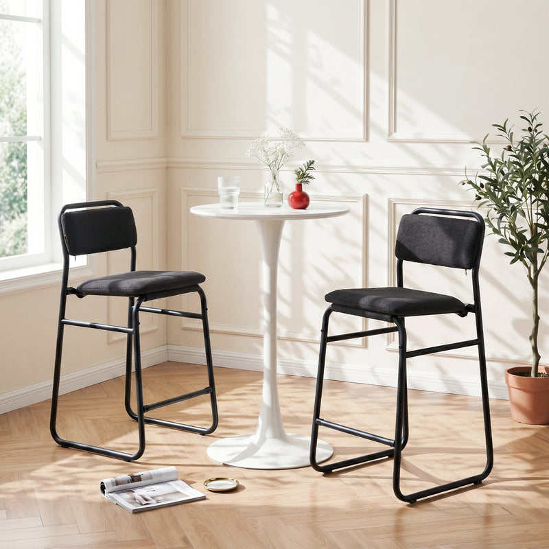 Counter Height Bar Stools Set of 2,26’’H Upholstered Bar Stools With Footrest