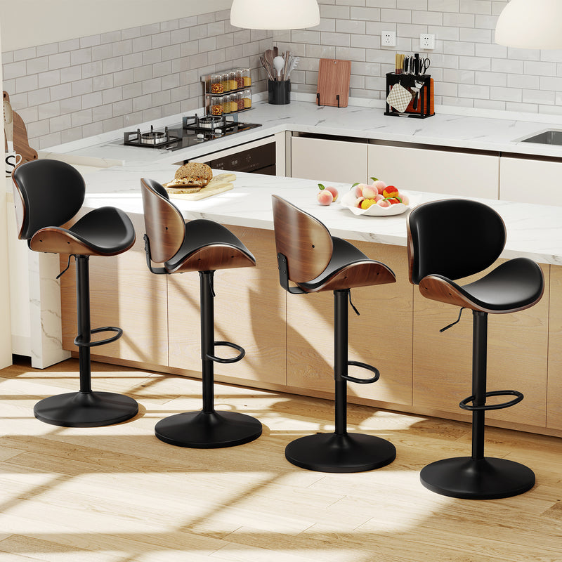 Upholstered Bar Stool Set Of 2 With Footrest