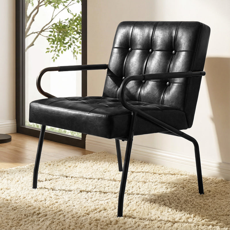 Furniliving Fashion Pu Leather Office Chair, Comfortable Accent Chair With Metal Frame