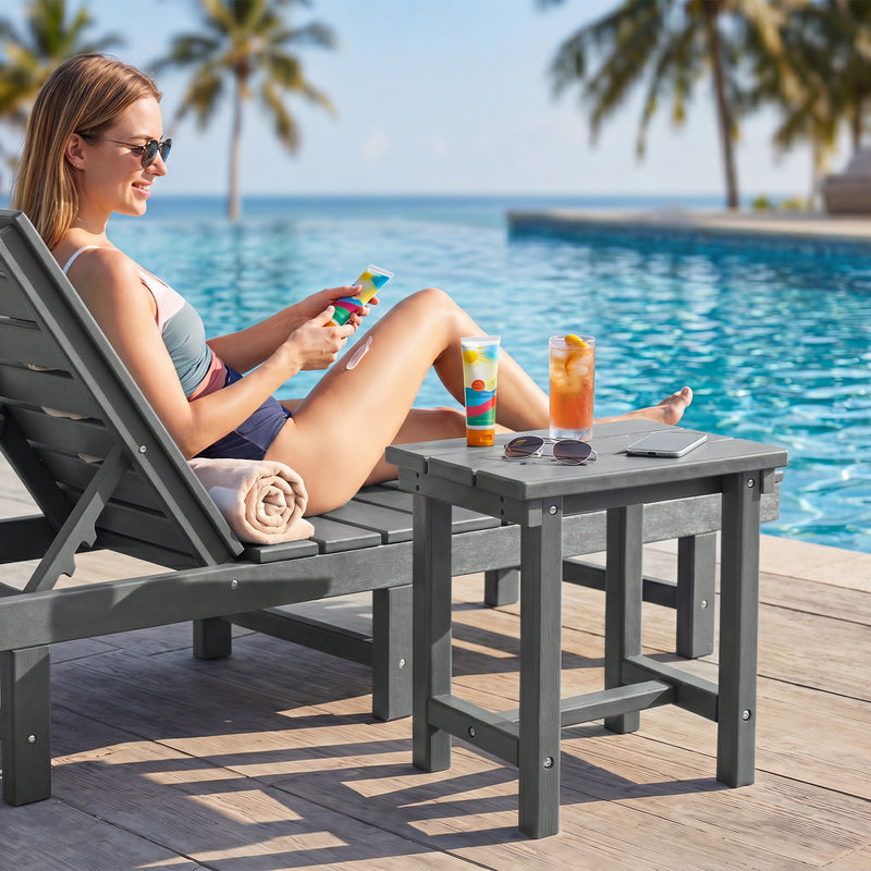 Furniliving  HDPE 16.5'' Square Outdoor Side Table
