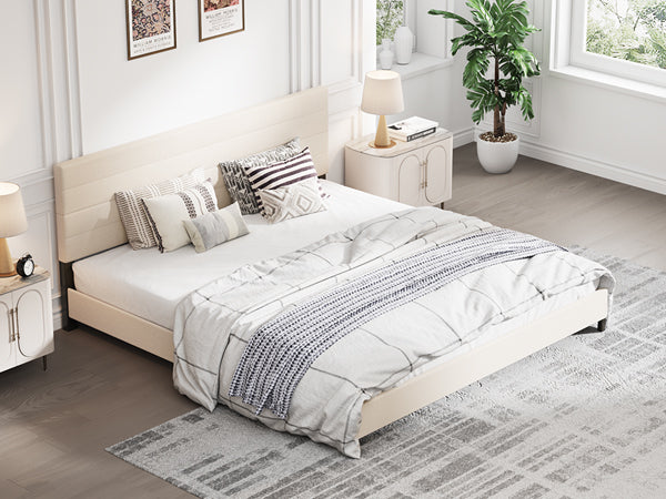 Furniliving Leonard Contemporary Modern Upholstered Platform Bed