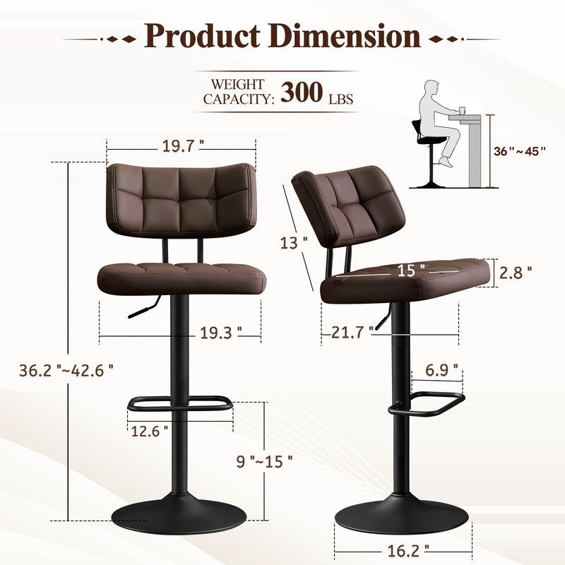 Swivel Bar Stools Set of 2 Independent backrest