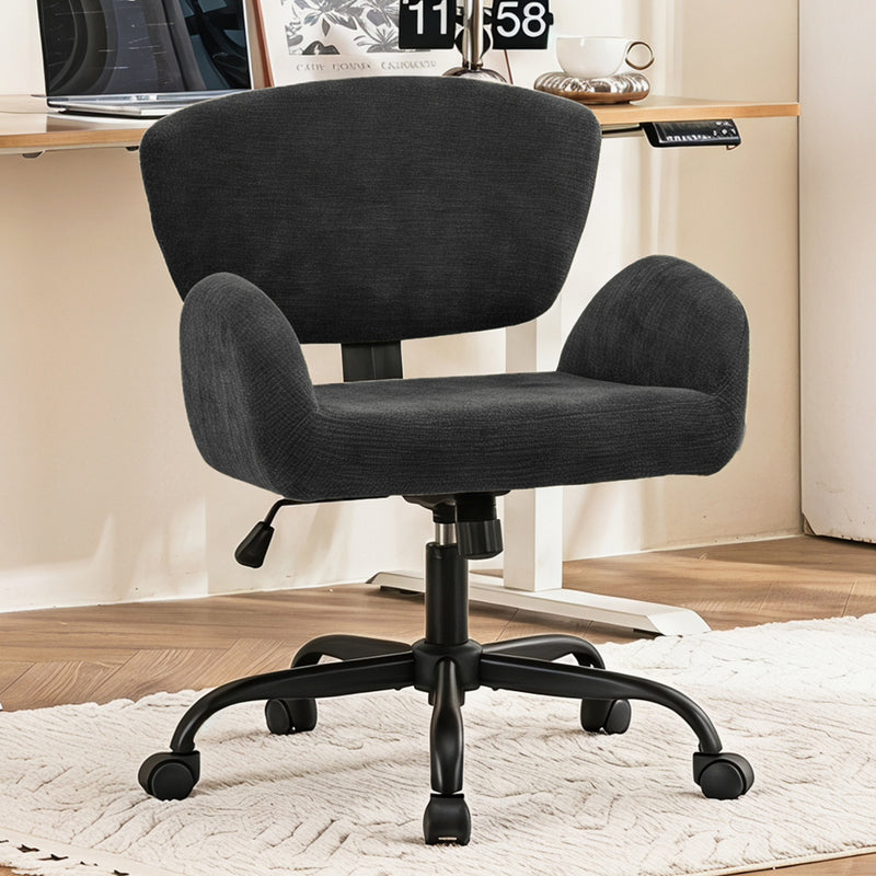 Adjustable Swivel Chenille Home Office Chair with Wrap-Around Armrests