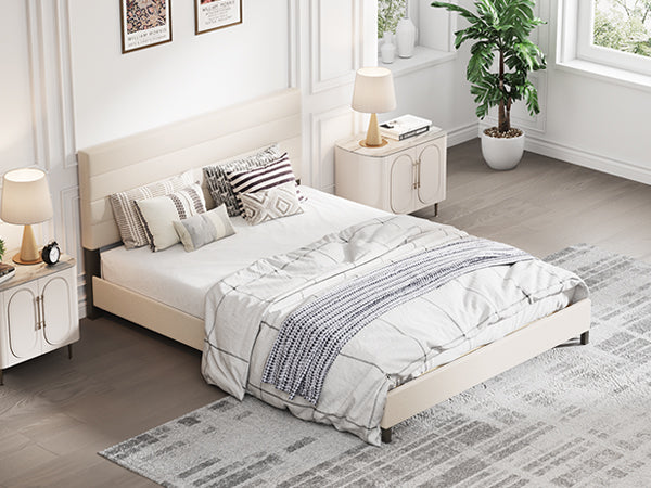 Furniliving Leonard Contemporary Modern Upholstered Platform Bed