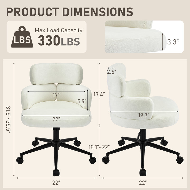 Swivel Accent Dining Chair ，Upholstered Vanity Chair With Arms