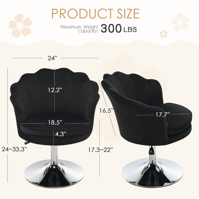 Swivel Makeup Chair with Ergonomic Lotus-Shaped Backrest