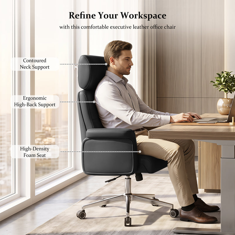 PU Leather Swivel Adjustable  Home Office Chair with High Backrest,Modern Office Chair For Home Office