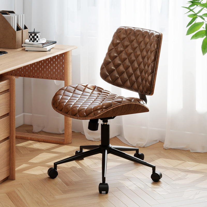 Armless Small Desk Chair with Wheels