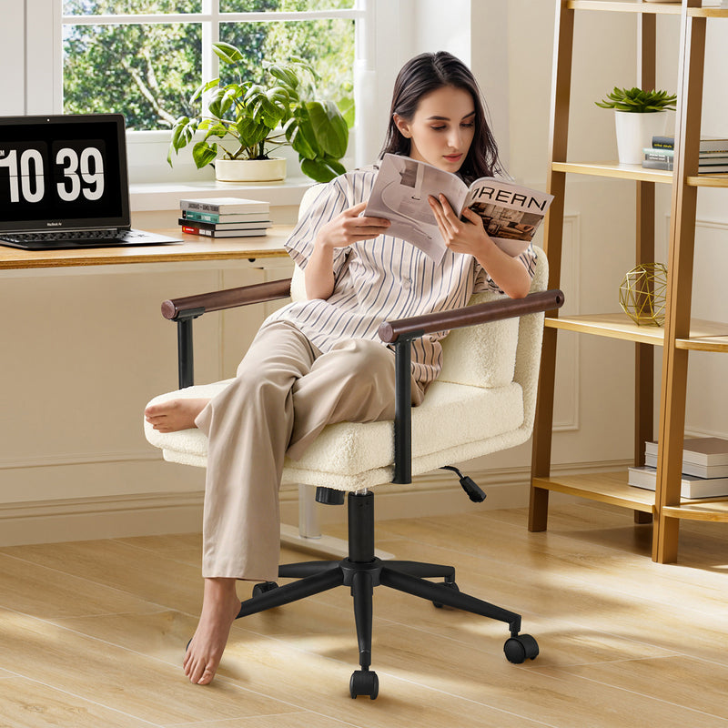 Home Office Desk Chair With Swivel,Adjustable Arm Chair With Mid Backrest