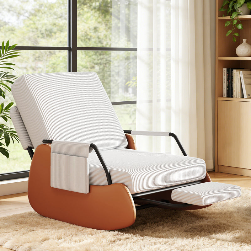 Upholstered Nursery Glider Chair with Adjustable Recline & Retractable Footrest