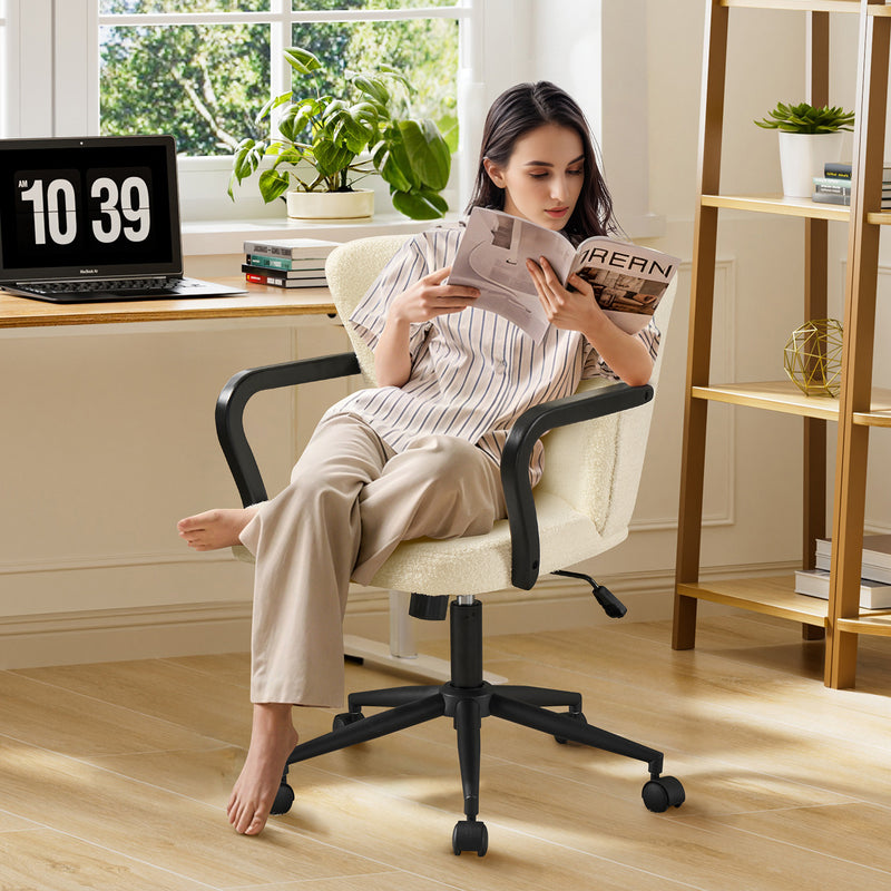 Home Office Desk Chair With Swivel,Adjustable Arm Chair With Mid Backrest