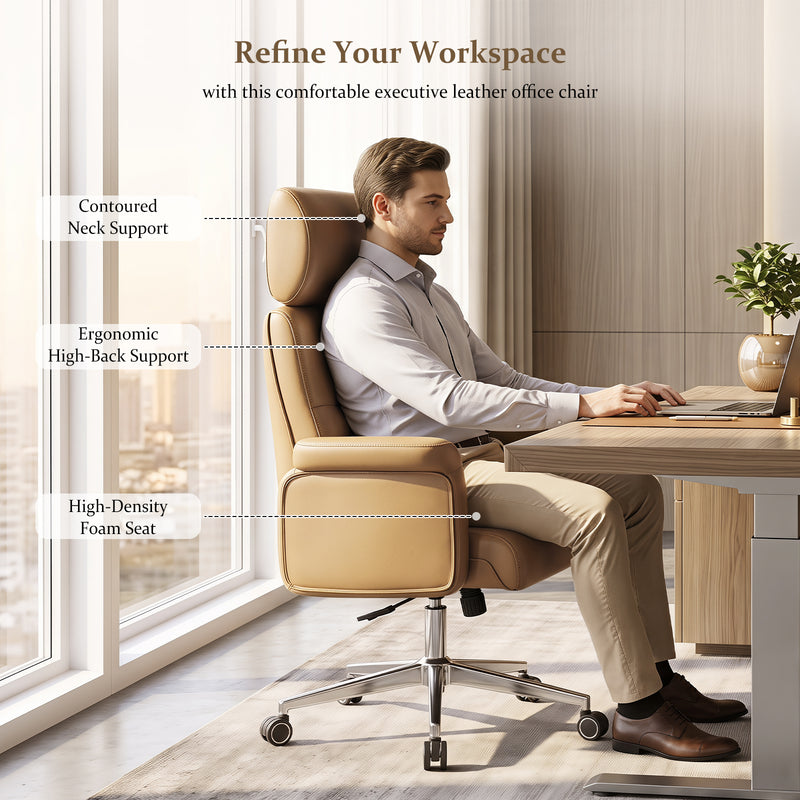 PU Leather Swivel Adjustable  Home Office Chair with High Backrest,Modern Office Chair For Home Office