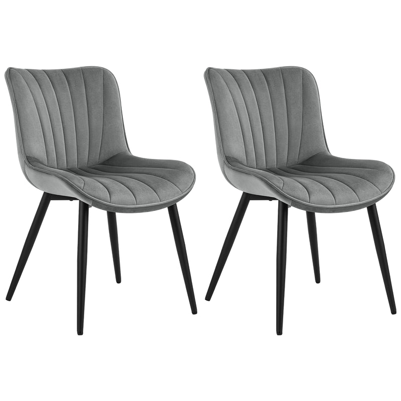 Mid Century 2-Pcs Dining Chairs Velvet Kitchen And Dining Room Chairs Upholstered Accent Chairs With Ergonomic Back