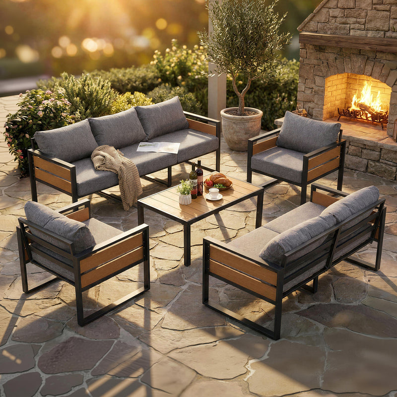 Furniliving  Patio Furniture Set, 2-Piece Steel Outdoor Sectional, 2-Seats Patio Conversation Set with Deep Seating