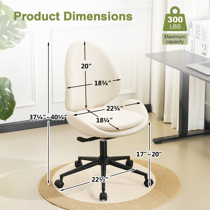 Luxury Chenille Swivel Desk Chair with Ergonomic Curved Teardrop Back