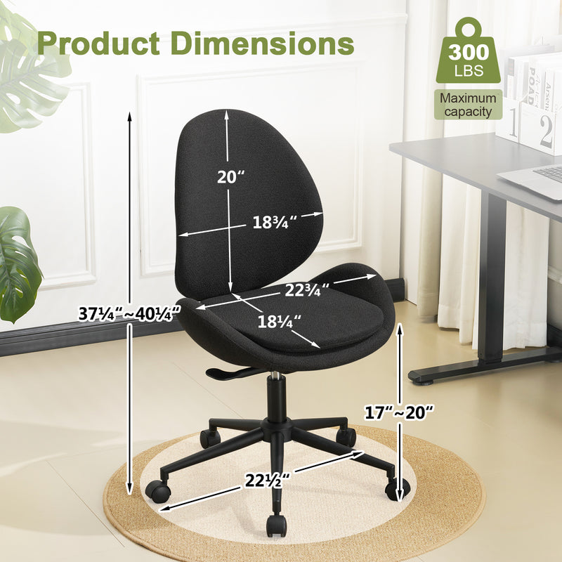 Luxury Chenille Swivel Desk Chair with Ergonomic Curved Teardrop Back