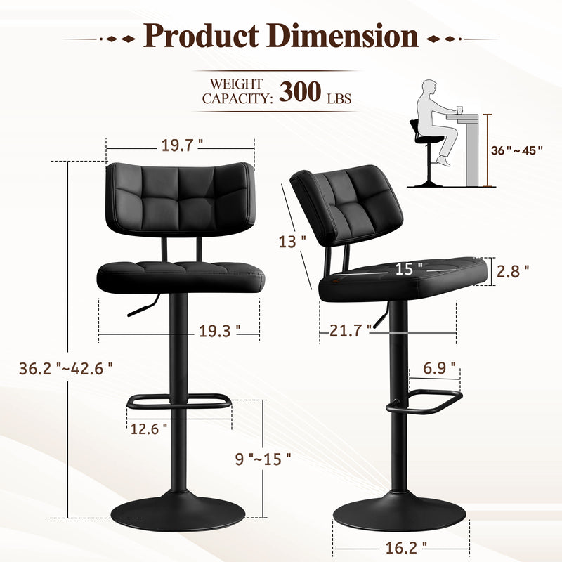 Swivel Bar Stools Set of 2 Independent backrest