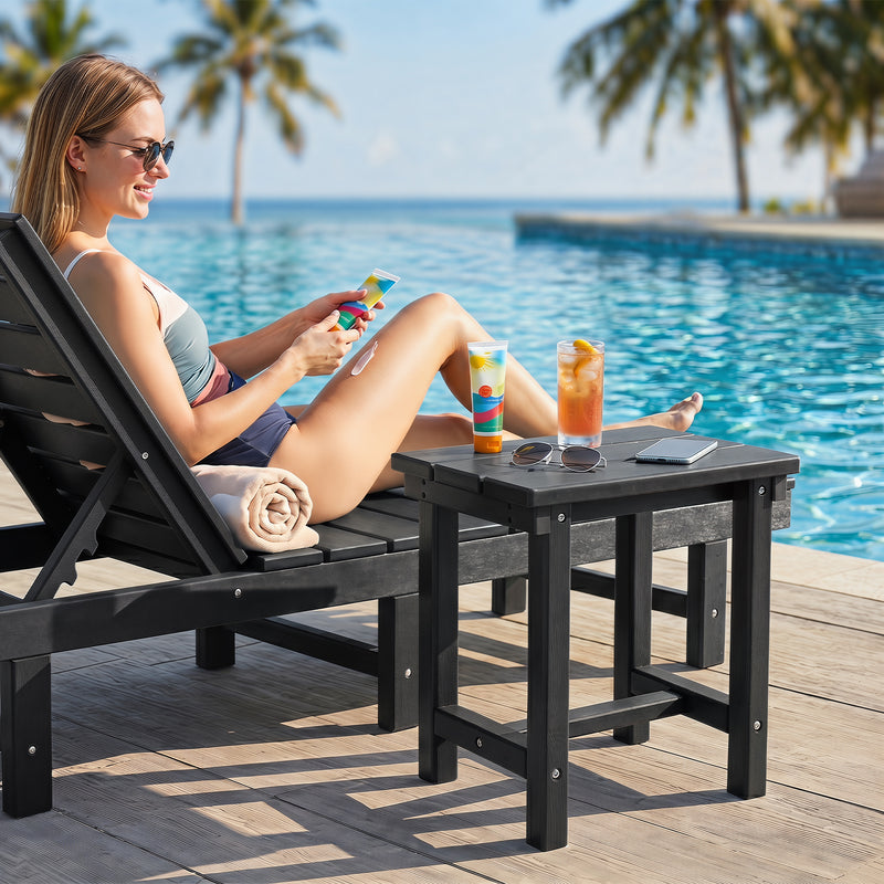 Furniliving  HDPE 16.5'' Square Outdoor Side Table