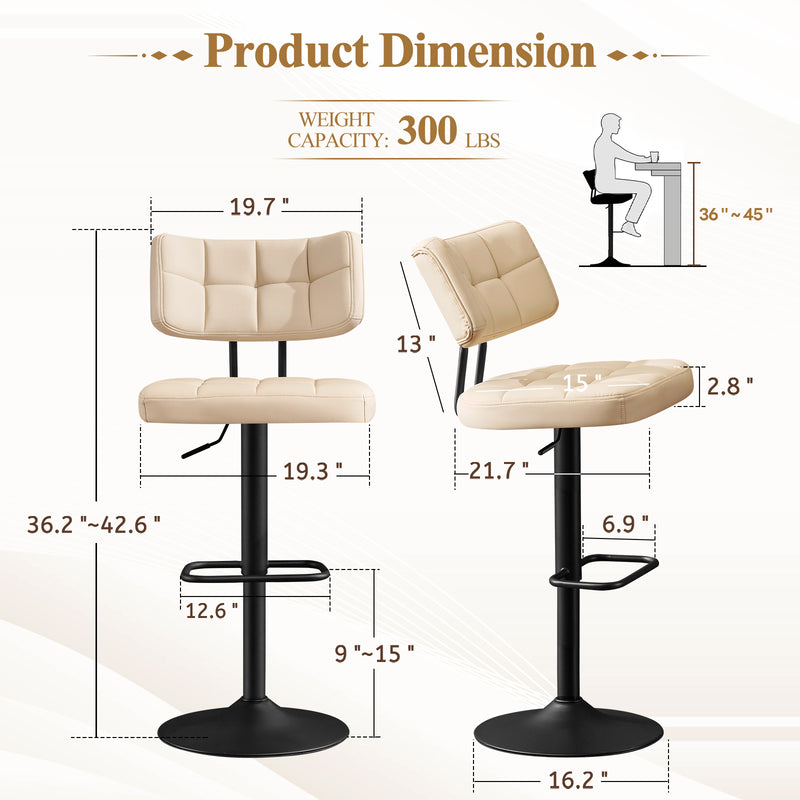 Swivel Bar Stools Set of 2 Independent backrest