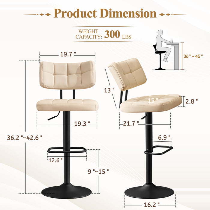 Swivel Bar Stools Set of 2 Independent backrest