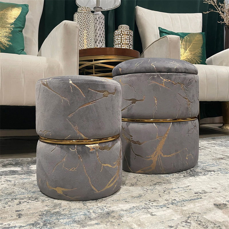 Sena Velvet Storage Ottoman