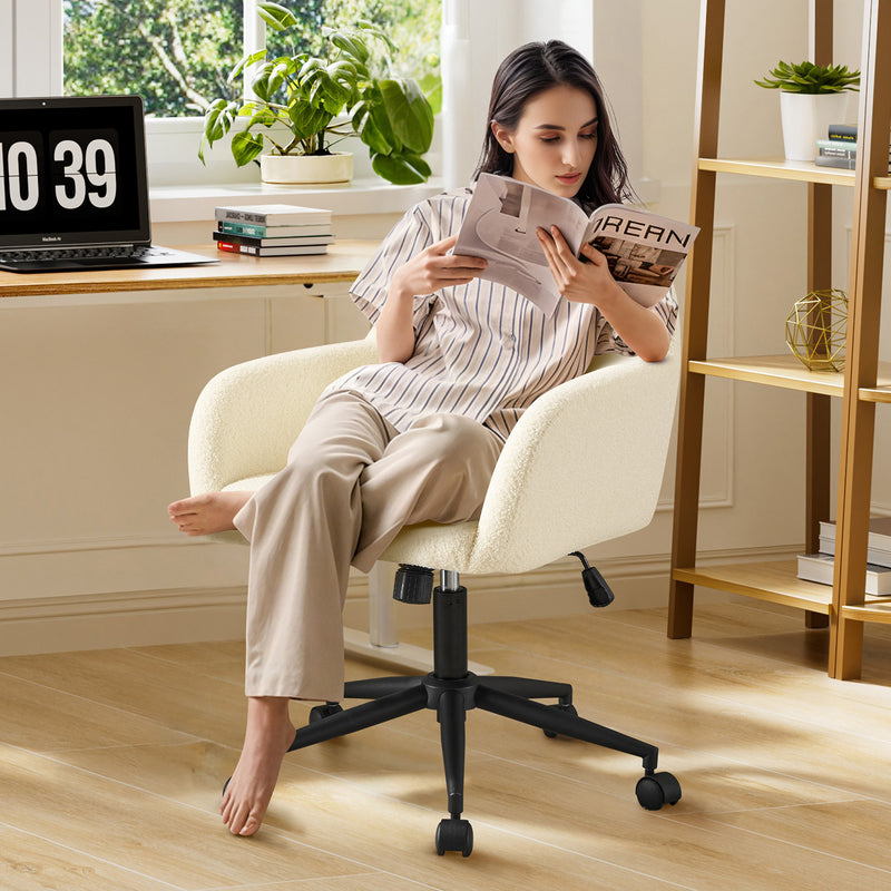 Home Office Desk Chair With Swivel,Adjustable Arm Chair With Mid Backrest