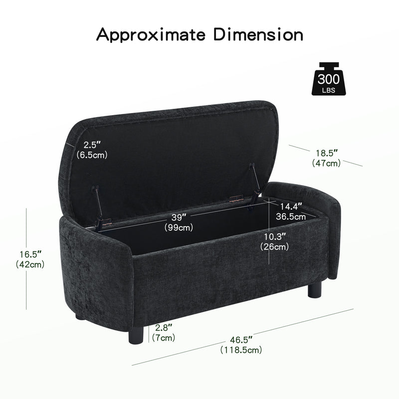 46.5‘’ Chenille Storage Bench
