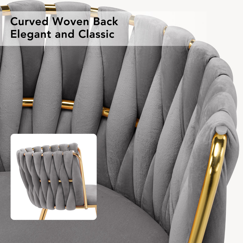 Velvet Woven Backrest Design Dining  Chairs Set Of 2