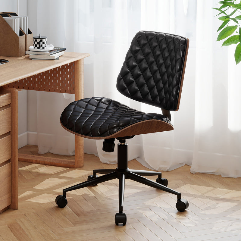 Armless Small Desk Chair with Wheels