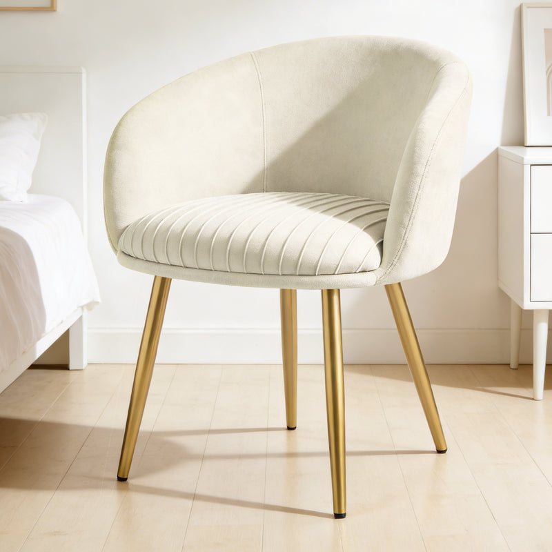 Makeup Vanity Chair Velevt Upholstered Side Chair with Metal Legs