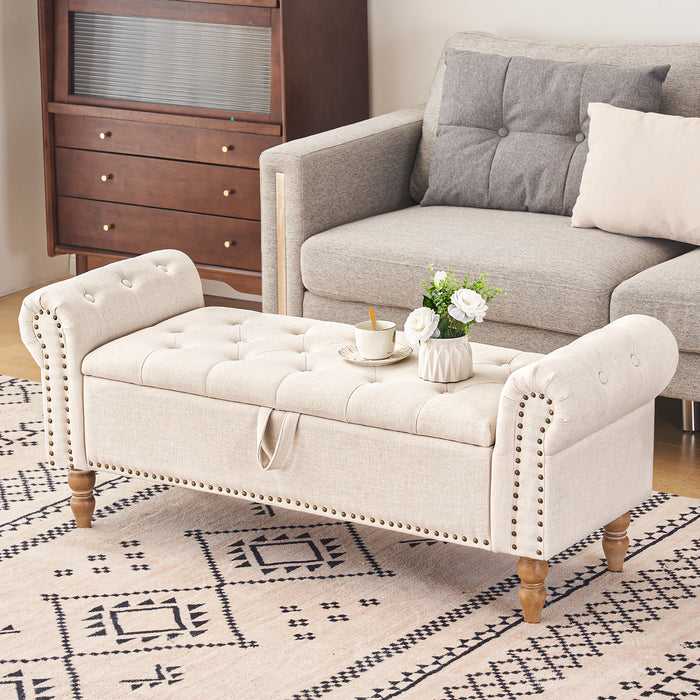 Zakhar Button Tufted Storage Bedroom Bench