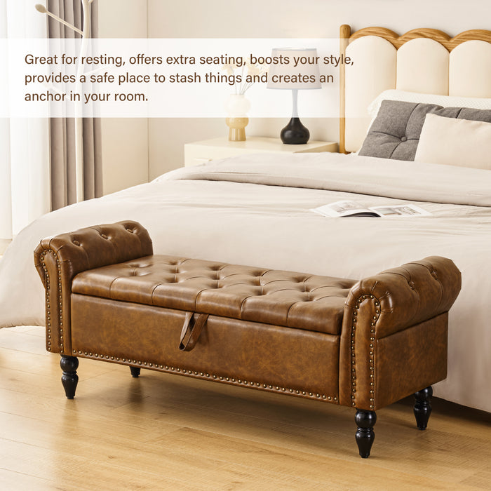 Zakhar Button Tufted Storage Bedroom Bench
