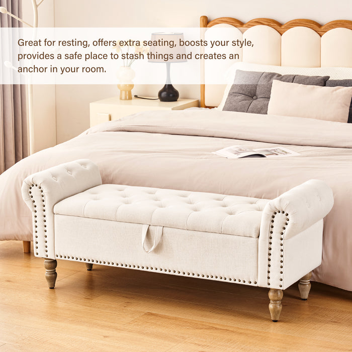 Zakhar Button Tufted Storage Bedroom Bench