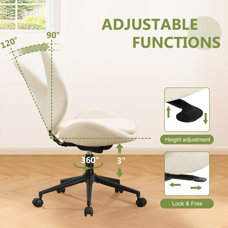 Luxury Chenille Swivel Desk Chair with Ergonomic Curved Teardrop Back