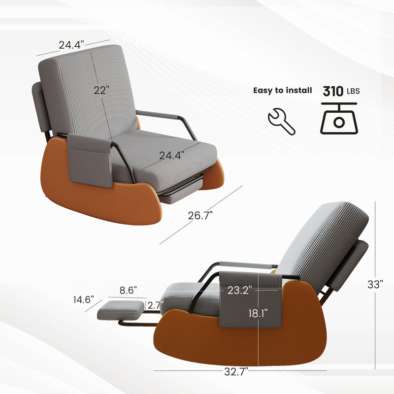 Upholstered Nursery Glider Chair with Adjustable Recline & Retractable Footrest