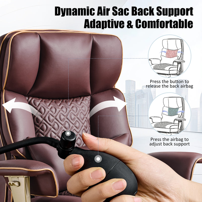 Furniliving Modern Big Tall Executive Office Chair Pu Leather Office Desk Chair With Footrest