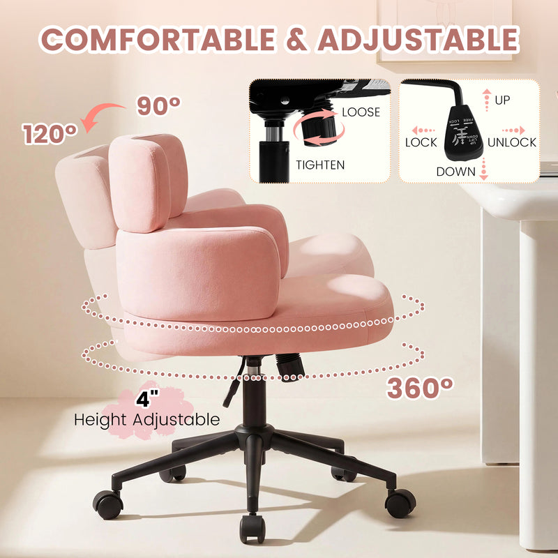 Swivel Accent Dining Chair ，Upholstered Vanity Chair With Arms
