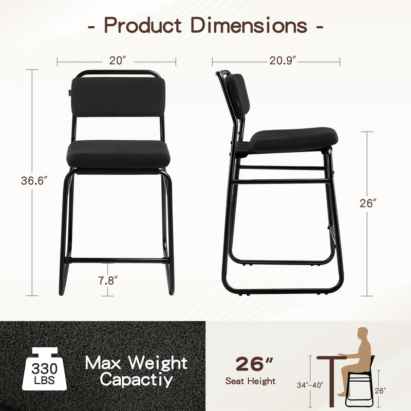 Counter Height Bar Stools Set of 2,26’’H Upholstered Bar Stools With Footrest