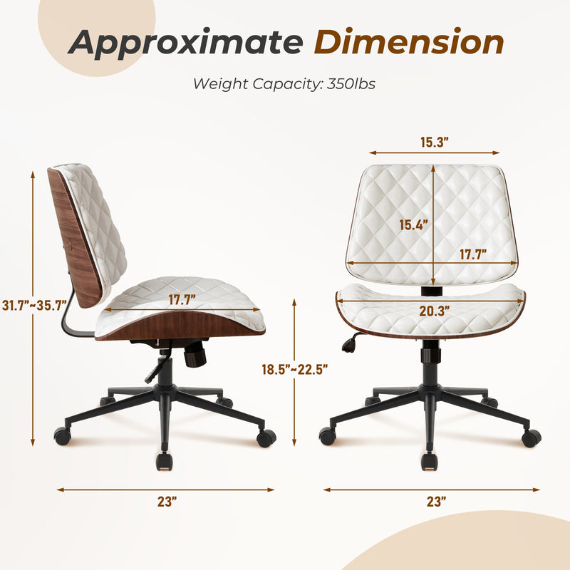 Armless Small Desk Chair with Wheels