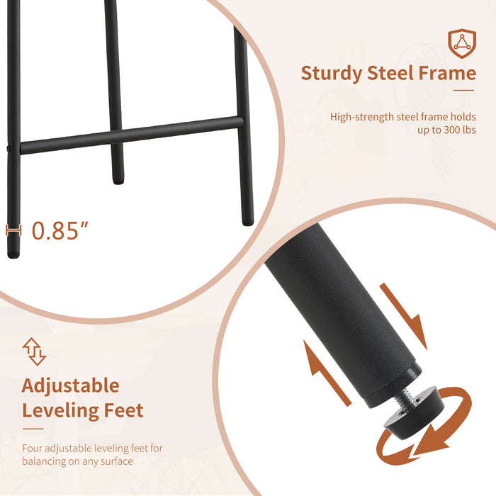 Furnilivng 24'' Bar Stools Set of 2, Modern Boucle Fabric Counter Height Bar Stools with Mid Back, Metal Frame with Upholstered for Kitchen Island, Bar, Dining Room