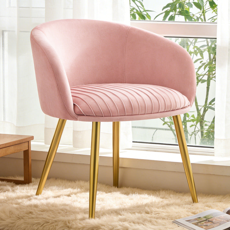 Makeup Vanity Chair Velevt Upholstered Side Chair with Metal Legs