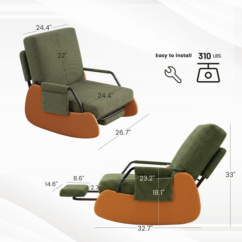 Upholstered Nursery Glider Chair with Adjustable Recline & Retractable Footrest