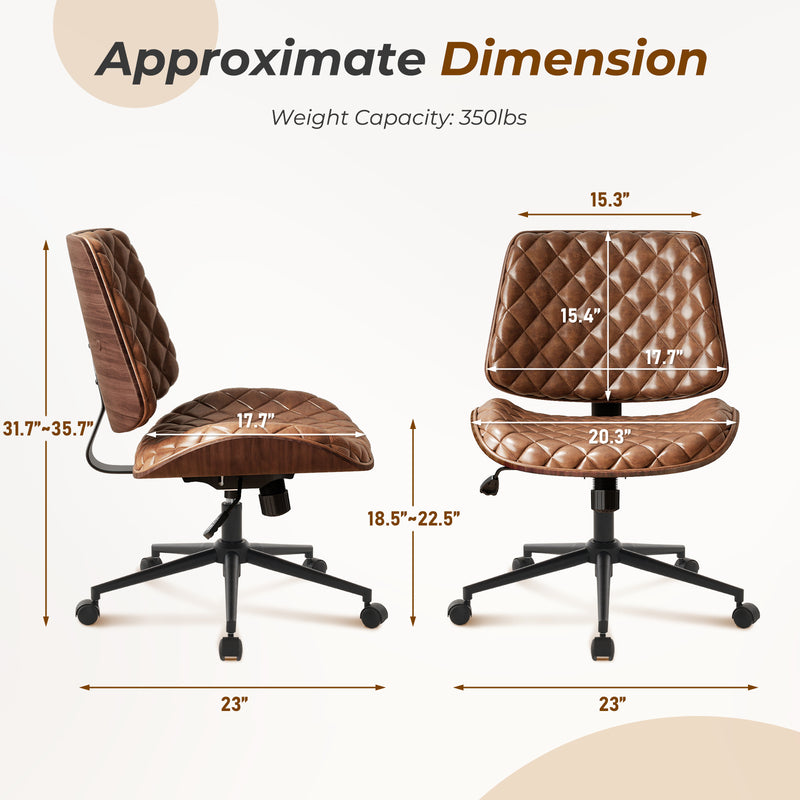 Armless Small Desk Chair with Wheels