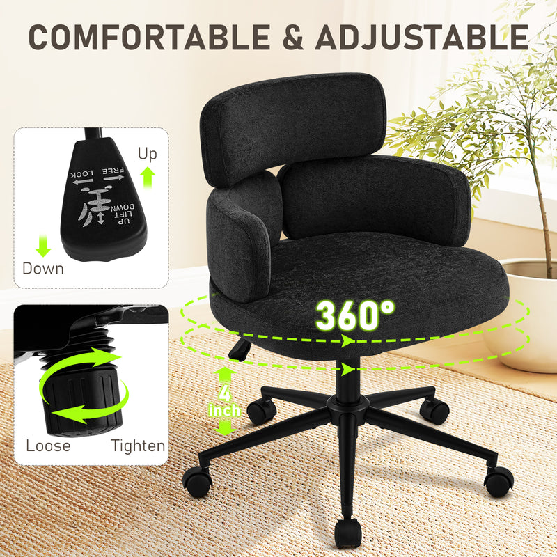 Swivel Accent Dining Chair ，Upholstered Vanity Chair With Arms