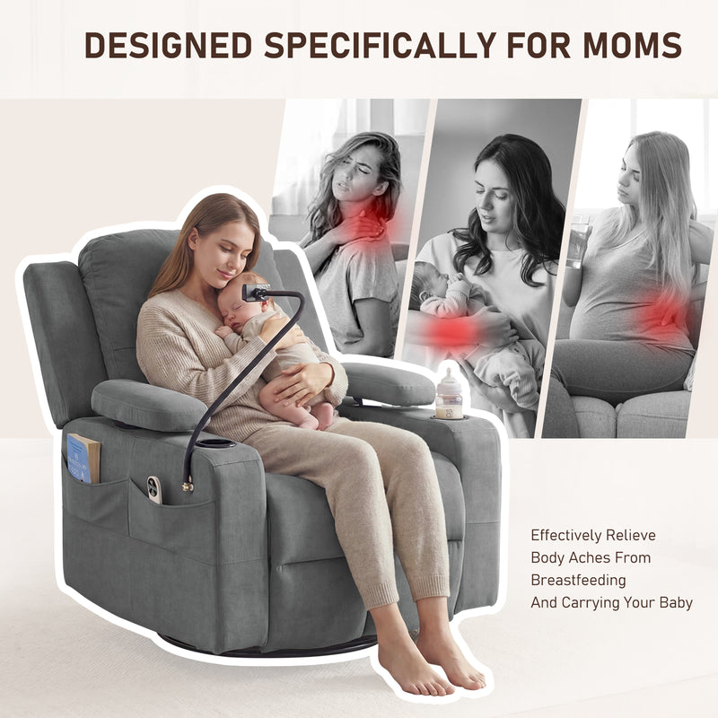 Power Rocking Chair Nursery with Adjustable Armrests