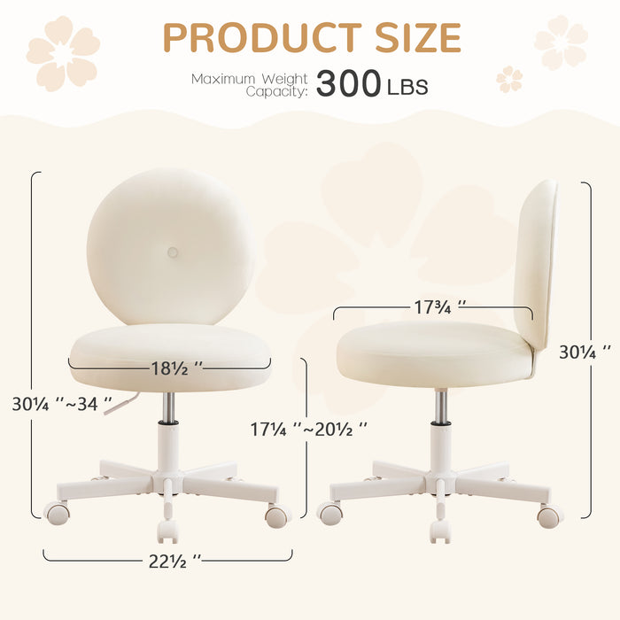 Velvet Vanity Chair with Casters