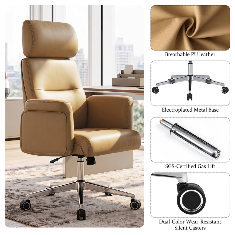PU Leather Swivel Adjustable  Home Office Chair with High Backrest,Modern Office Chair For Home Office