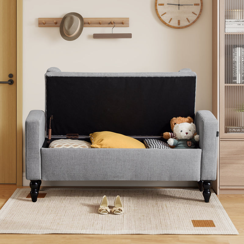 45.7’’ Linen Storage Ottoman Bench With Round Cushion