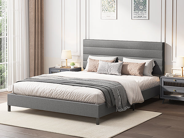 Furniliving Leonard Contemporary Modern Upholstered Platform Bed